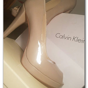 Calvin Klein Sandie Patent Peep Toe Heel